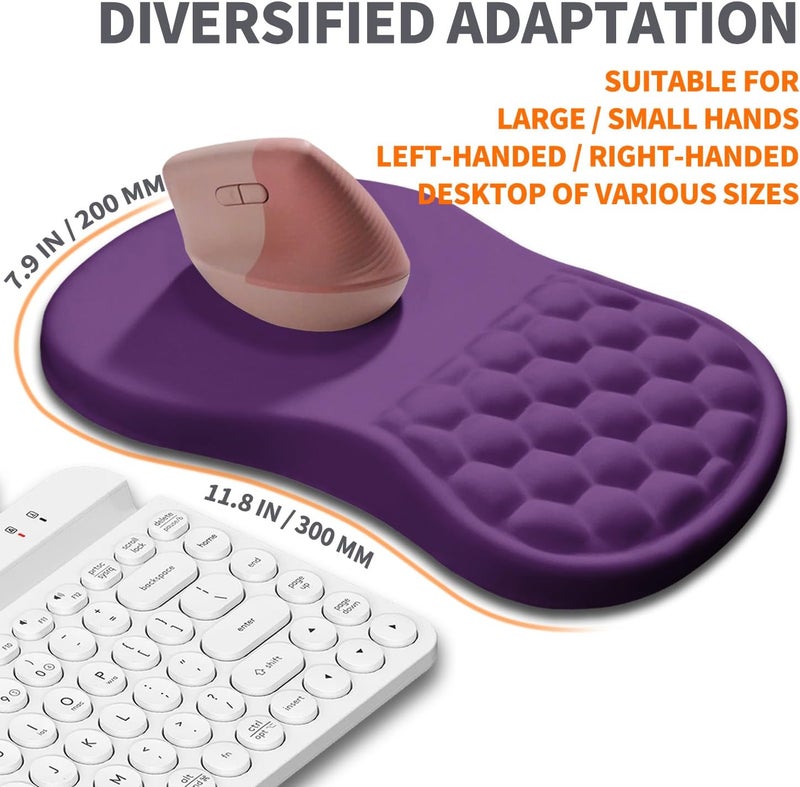 Armanza Ergonomic Joint Wrist Support Mouse Pad with Memory Foam Cushion Massage Bump, Carpal Tunnel Pain Relief Mousepad Slope Design for Wrist Rest, 11.8x7.9 in, Dark Violet - Image 5
